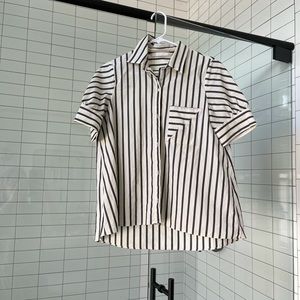 Zara Striped collar button down with a flare fit.